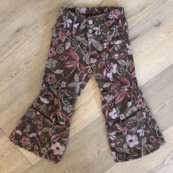 Cakewalk Wide Leg Floral Pants, Girls 4 - Picture 1 of 4